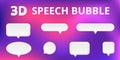 Set of speech bubble text, chatting box, message realistic 3D balloon thinking symbol